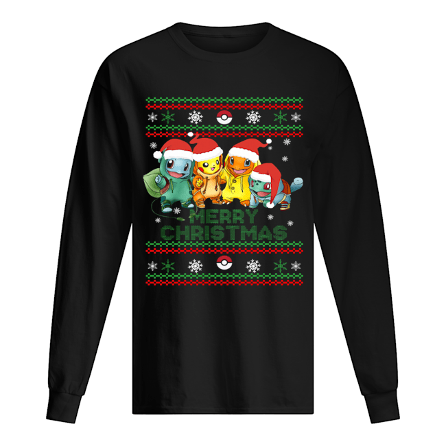 Ugly Santa Pokemons Merry Christmas Long Sleeved T-shirt 