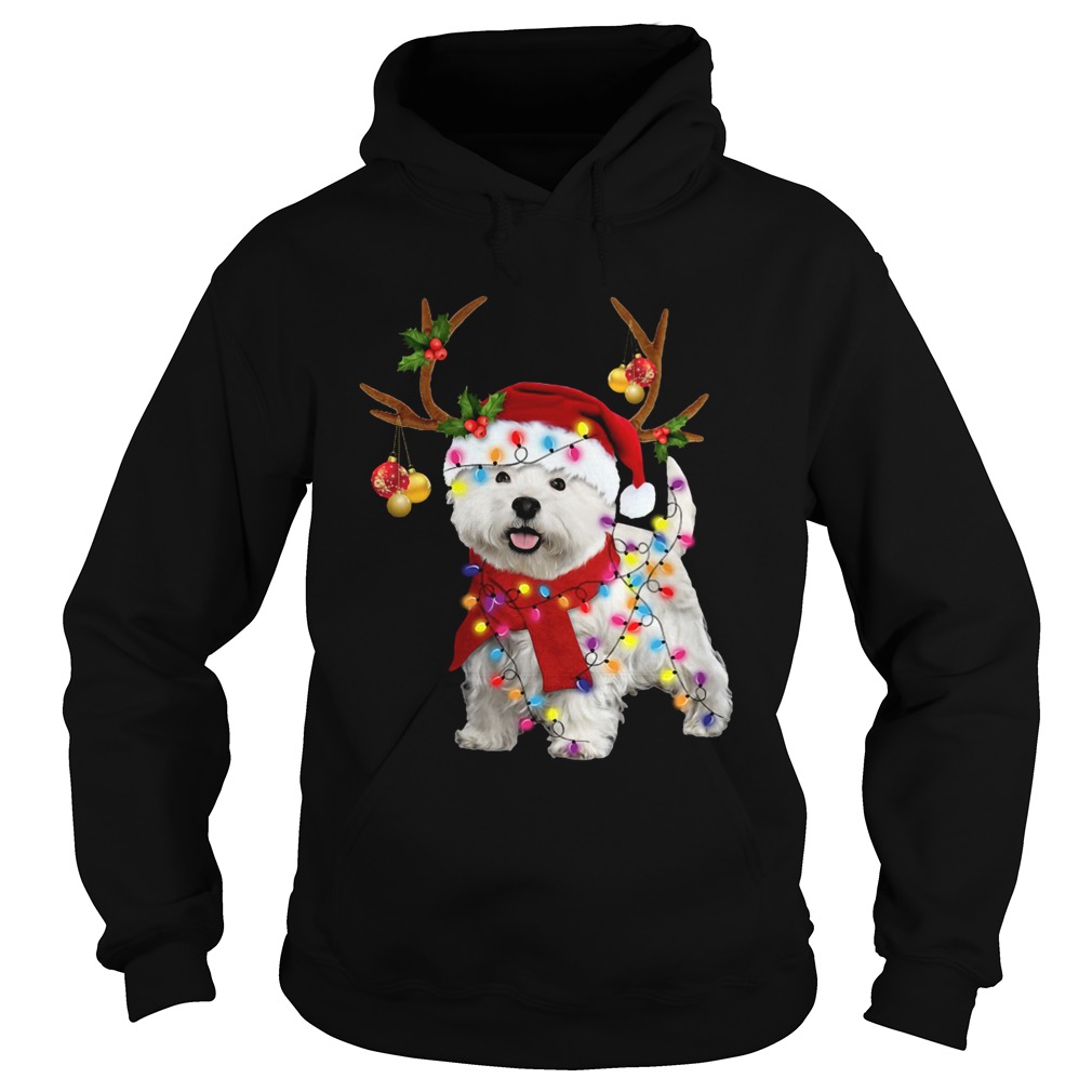 Westie Dog Gorgeous Reindeer Light Christmas Hoodie