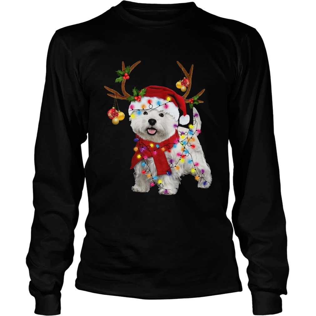 Westie Dog Gorgeous Reindeer Light Christmas LongSleeve