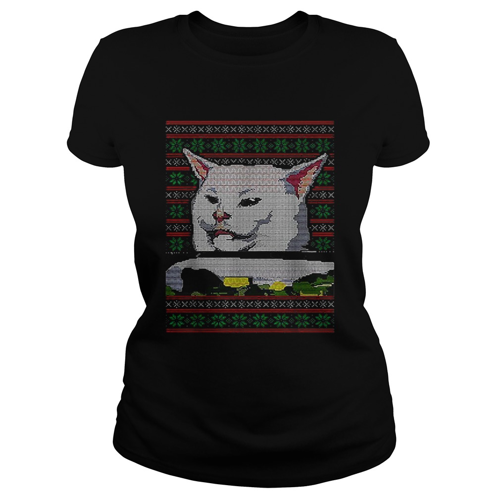 White cat ugly Christmas Classic Ladies