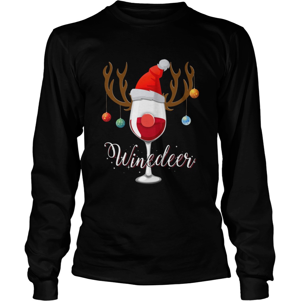 Winedeer Christmas Red Wine Reindeer Xmas LongSleeve