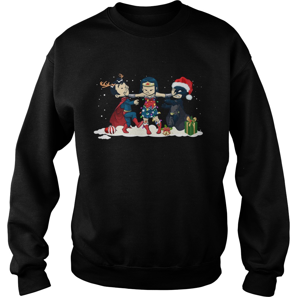 Wonder Woman Captain America Batman and Superman Christmas Sweatshirt