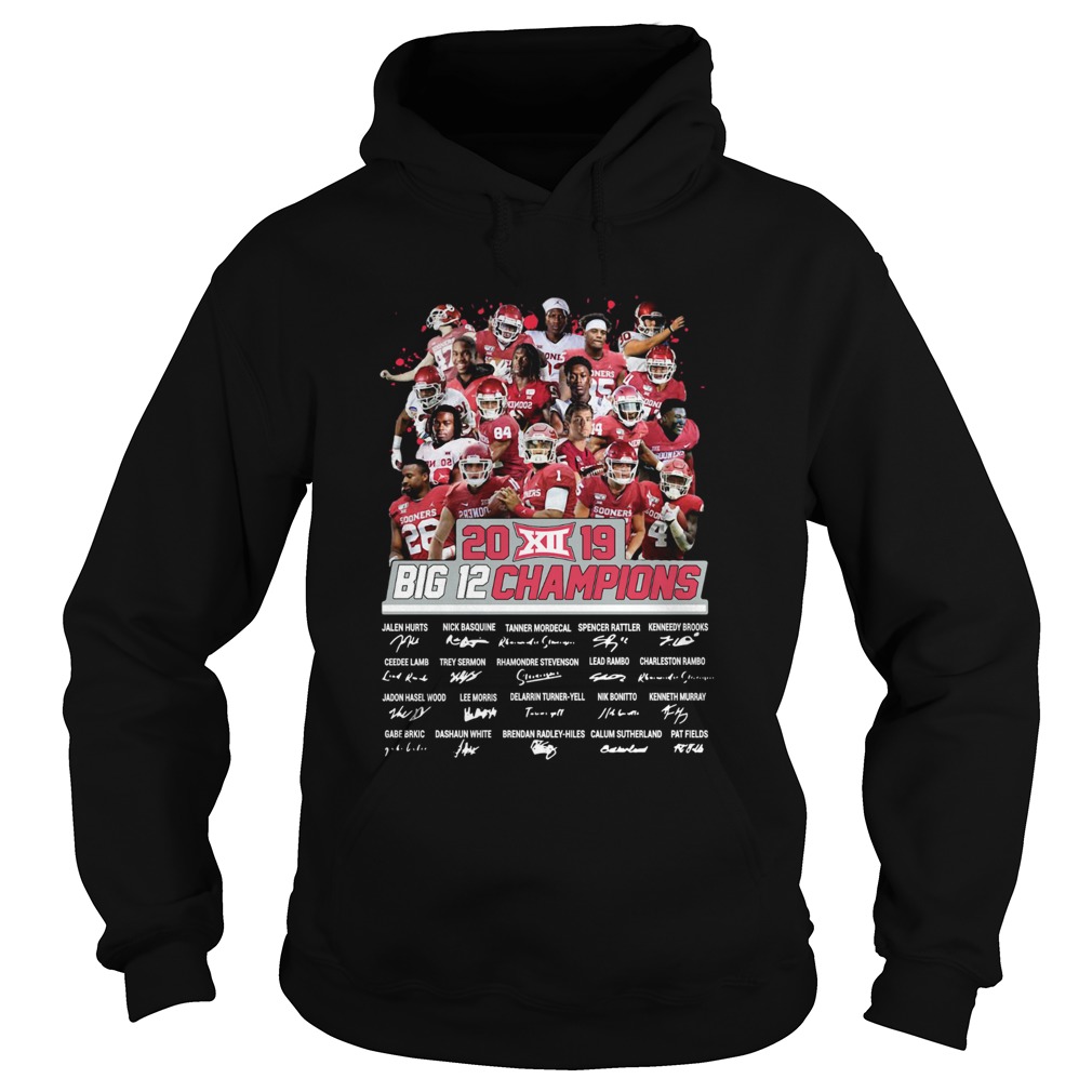 2019 Big 12 Football champions Oklahoma Sooners Signatures Hoodie