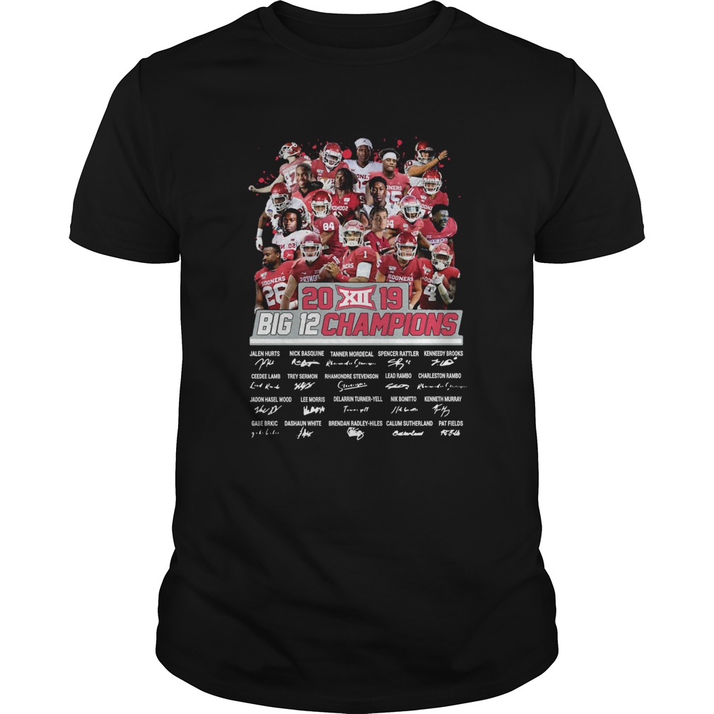 2019 Big 12 Football champions Oklahoma Sooners Signatures shirt