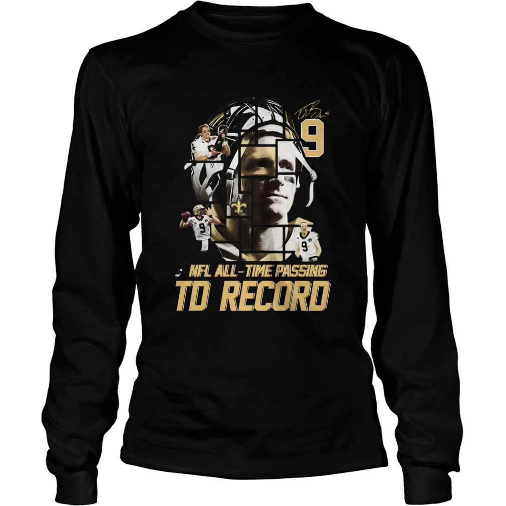 9 Drew Brees 540 Nfl Alltime Passing Td Record Signature LongSleeve