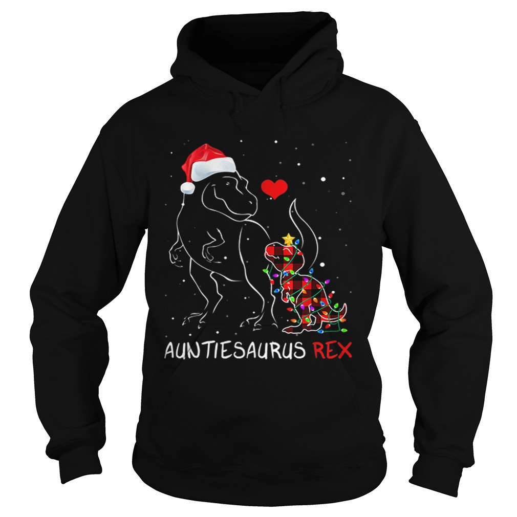 Auntiesaurus Red Plaid Christmas Pajama Matching Hoodie