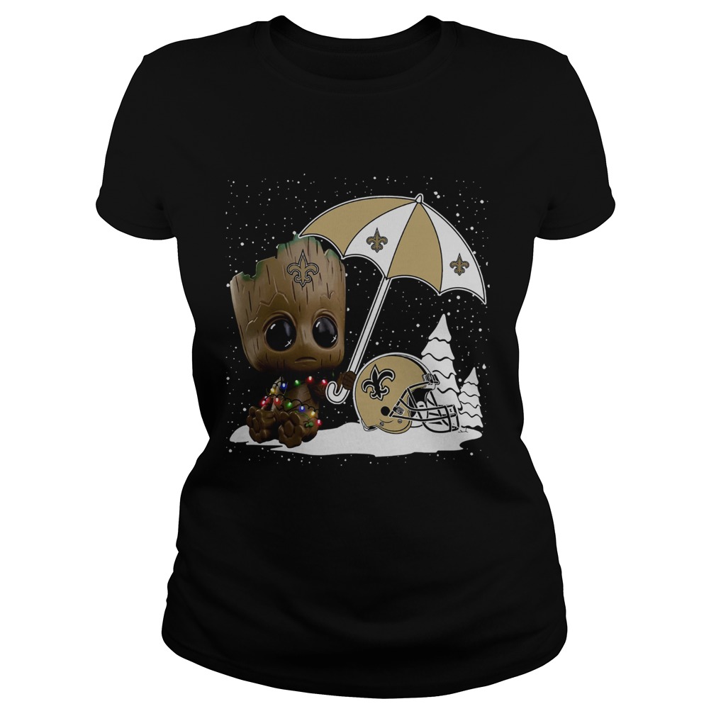 Baby Groot New Orleans Saints Christmas Classic Ladies