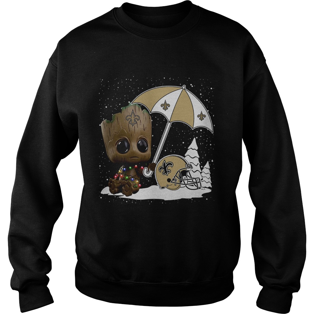 Baby Groot New Orleans Saints Christmas Sweatshirt