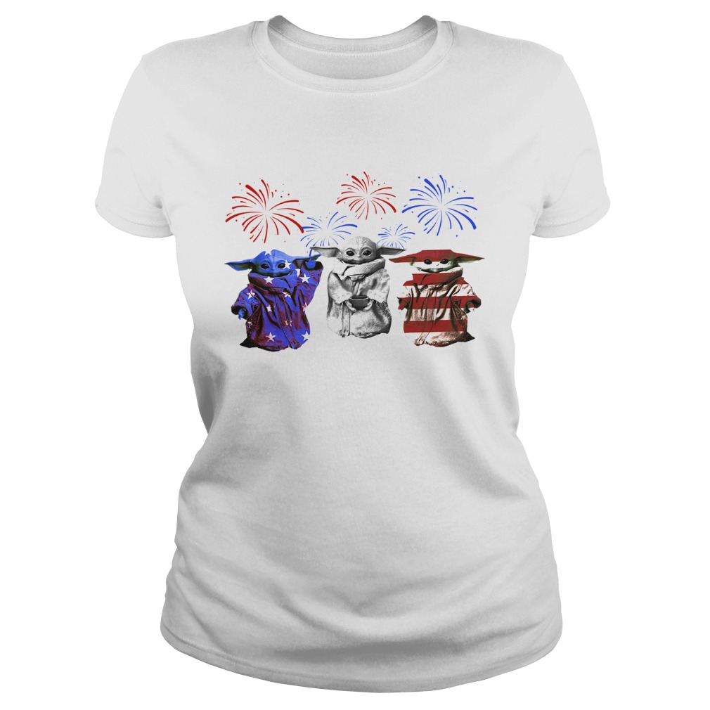 Baby Yoda American Flag Classic Ladies