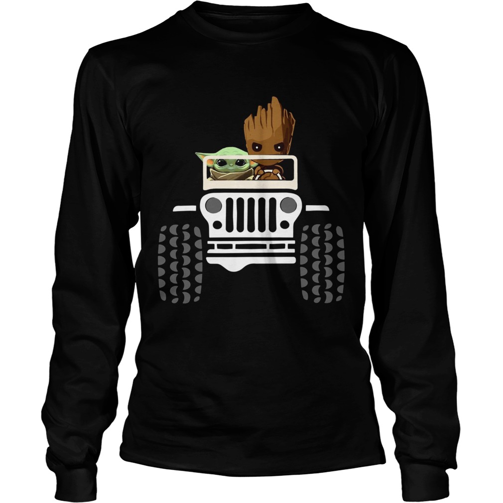 Baby Yoda And Baby Groot Driving Jeep LongSleeve