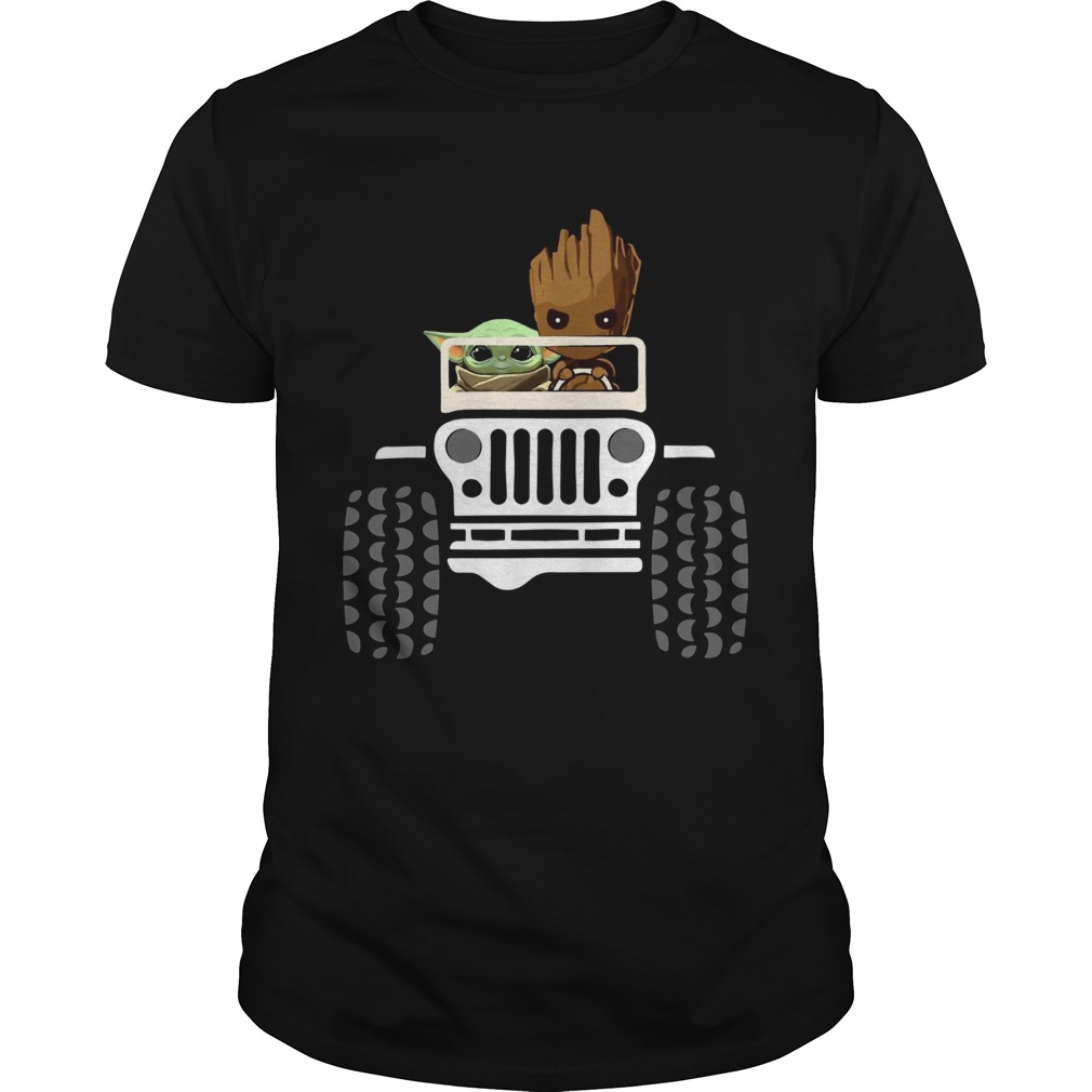 Baby Yoda And Baby Groot Driving Jeep shirt