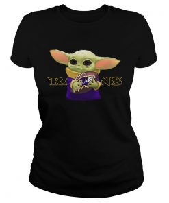 Baby Yoda Hug Baltimore Ravens  Classic Ladies