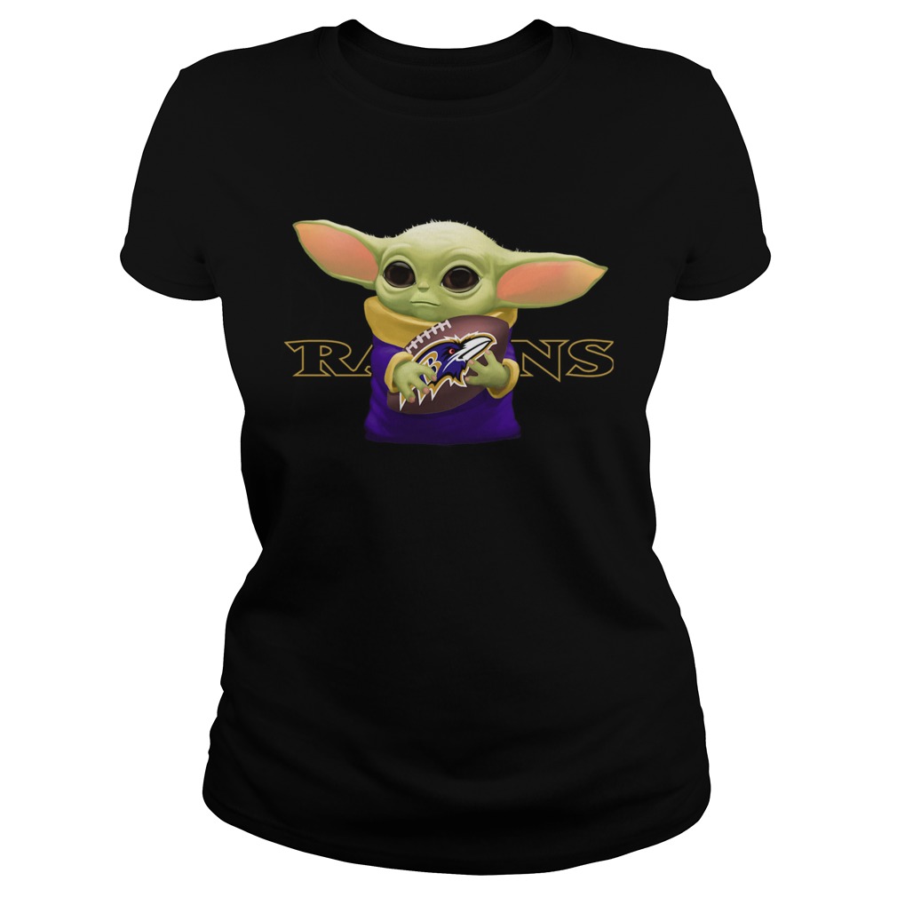 Baby Yoda Hug Baltimore Ravens Classic Ladies