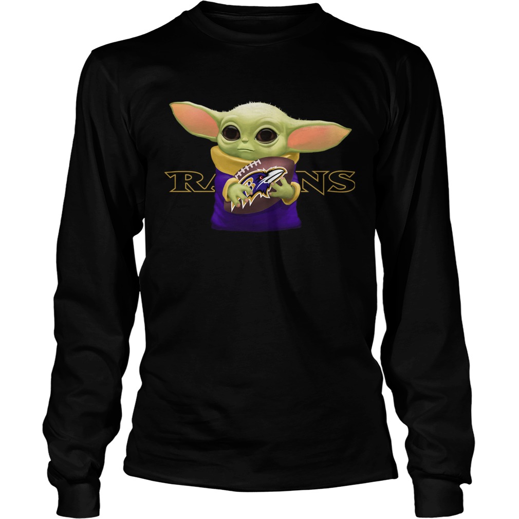 Baby Yoda Hug Baltimore Ravens LongSleeve