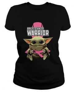 Baby Yoda Hug Breast Cancer Warrior  Classic Ladies