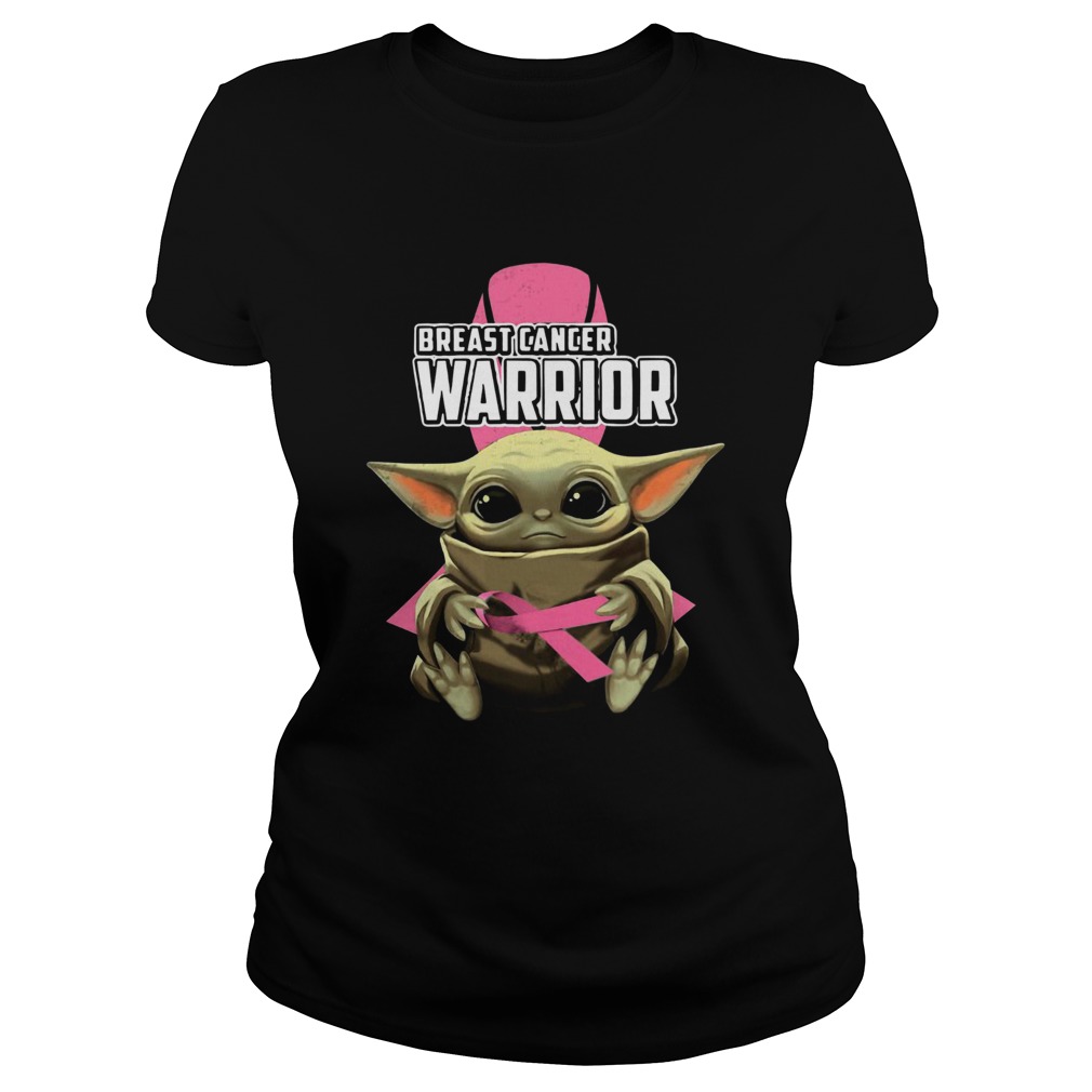 Baby Yoda Hug Breast Cancer Warrior Classic Ladies