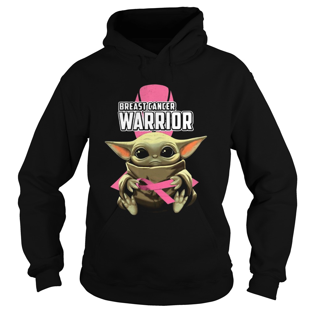 Baby Yoda Hug Breast Cancer Warrior Hoodie