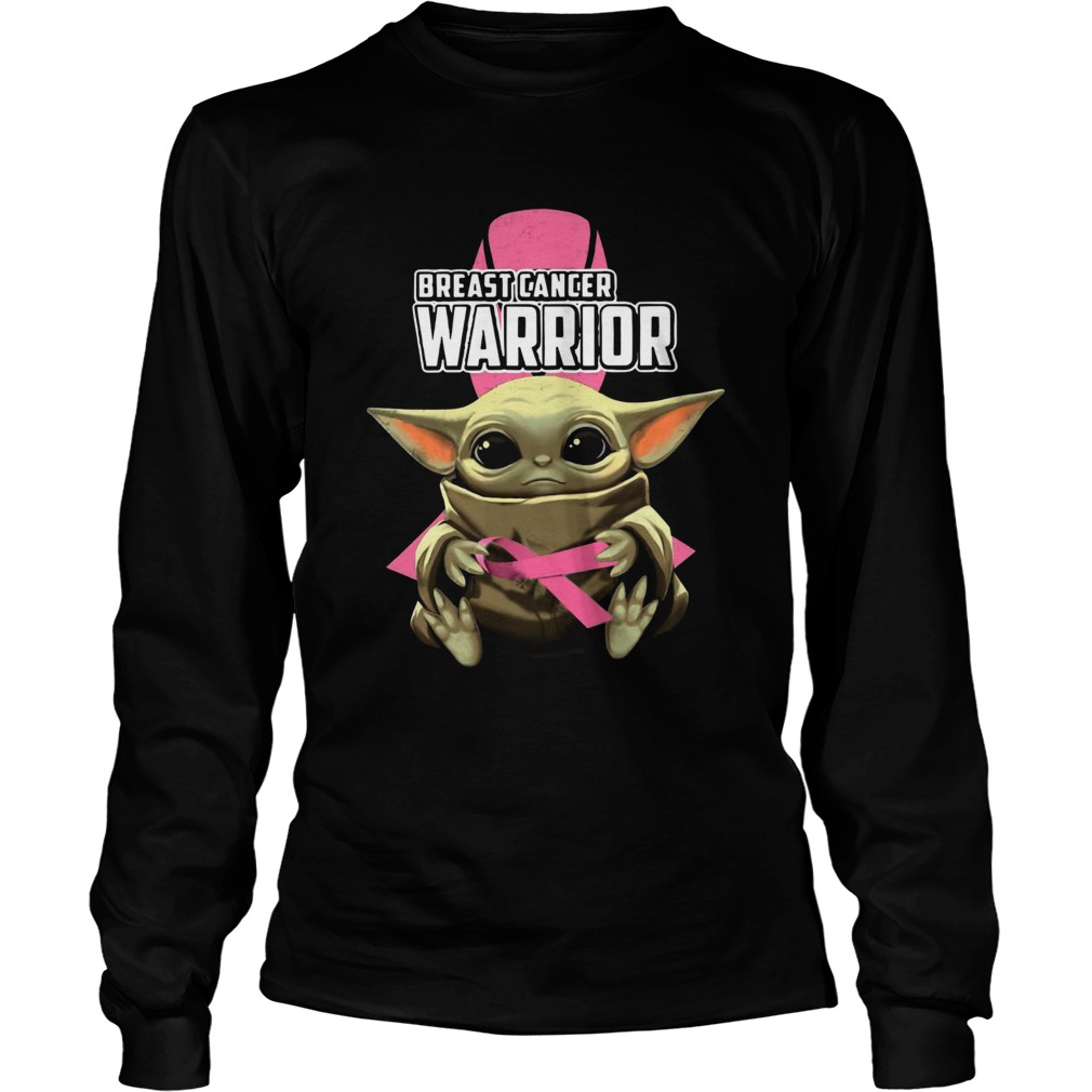 Baby Yoda Hug Breast Cancer Warrior LongSleeve