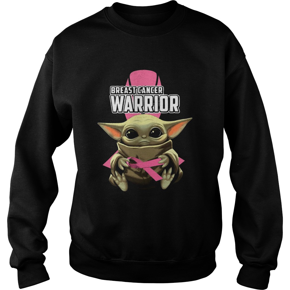 Baby Yoda Hug Breast Cancer Warrior Sweatshirt