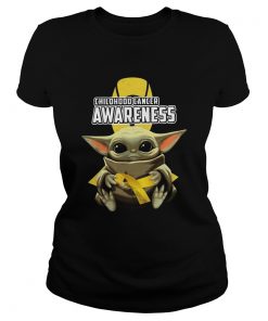 Baby Yoda Hug Childhood Cancer Awareness  Classic Ladies