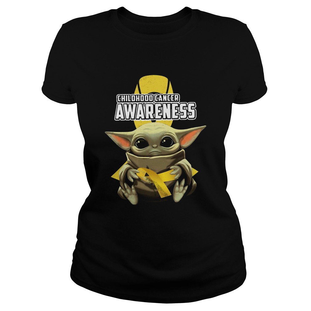 Baby Yoda Hug Childhood Cancer Awareness Classic Ladies