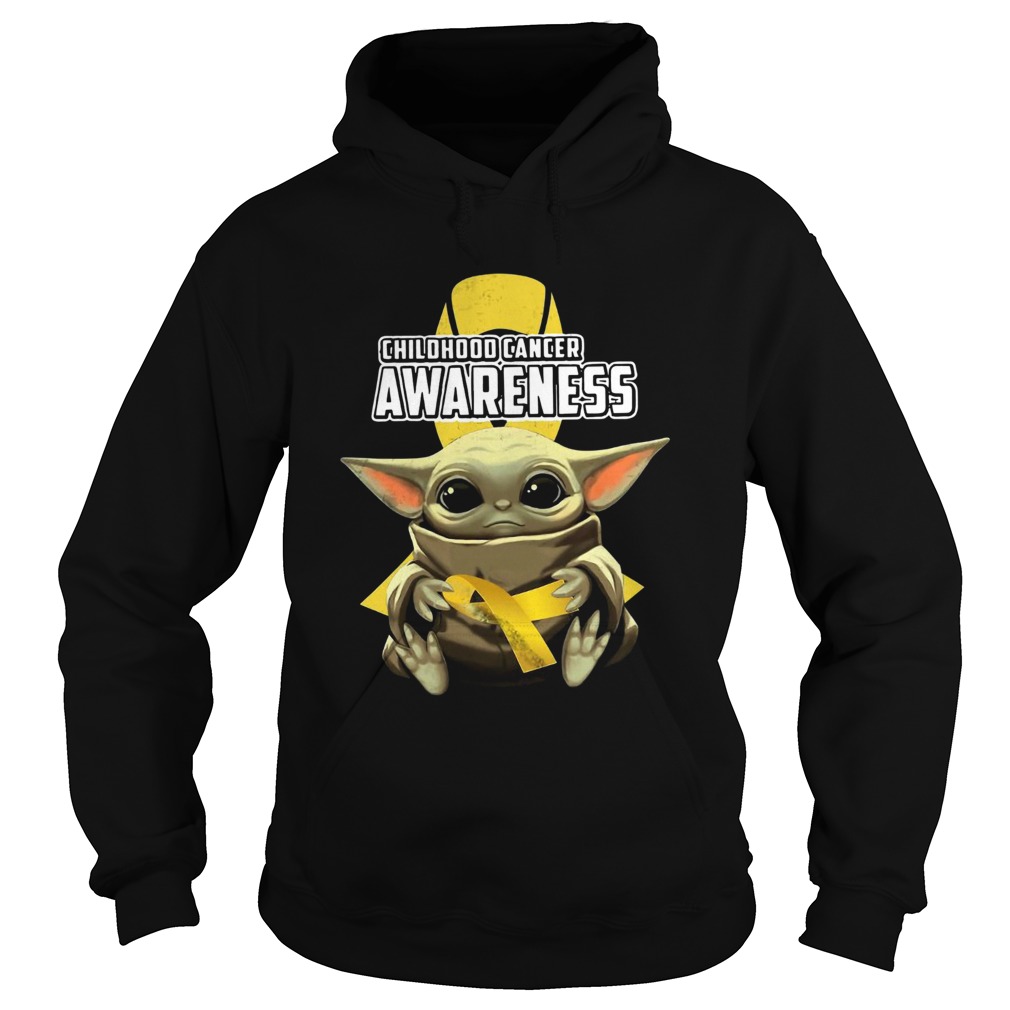 Baby Yoda Hug Childhood Cancer Awareness Hoodie