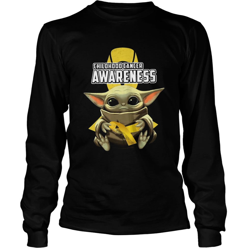 Baby Yoda Hug Childhood Cancer Awareness LongSleeve