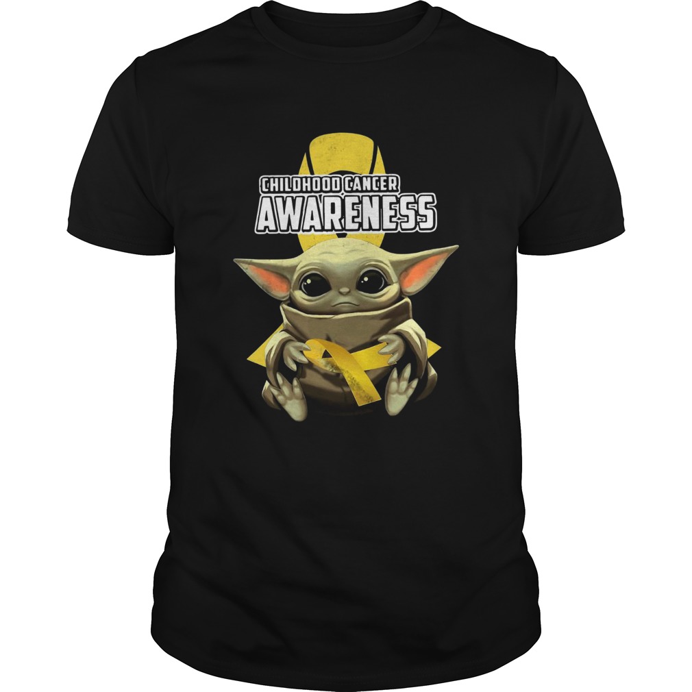 Baby Yoda Hug Childhood Cancer Awareness shirt