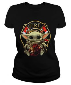 Baby Yoda Hug Flaptatn Fire Reside  Classic Ladies