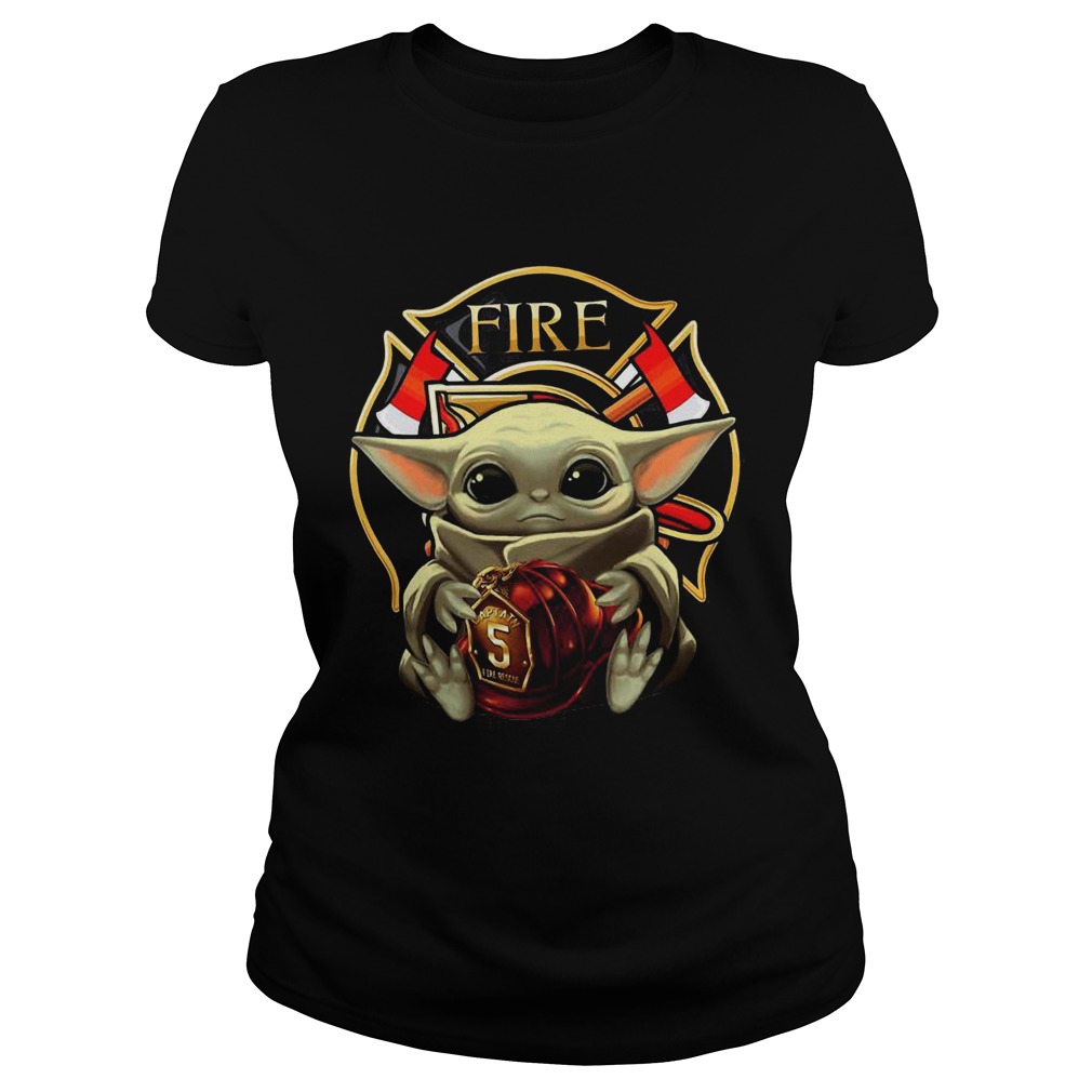 Baby Yoda Hug Flaptatn Fire Reside Classic Ladies