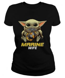 Baby Yoda Hug Marine Wife  Classic Ladies