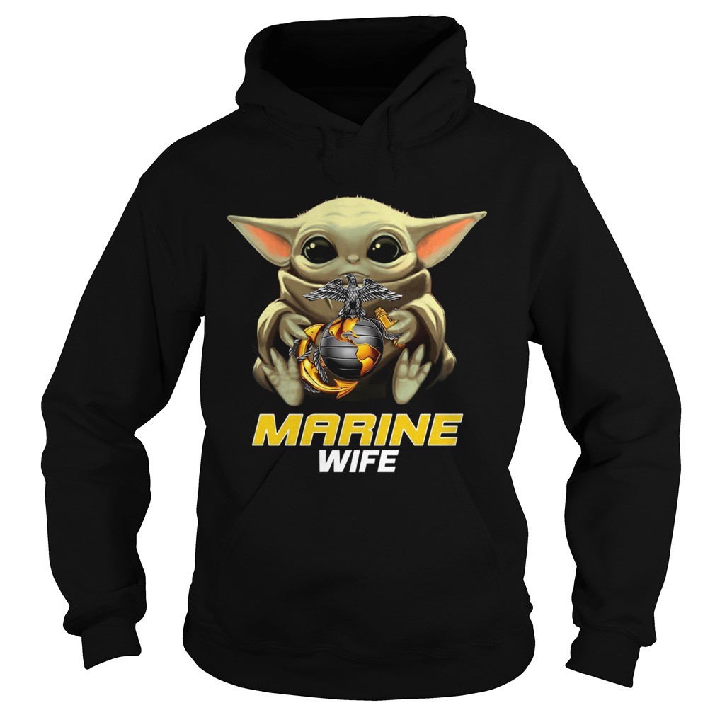 Baby Yoda Hug Marine Wife Hoodie