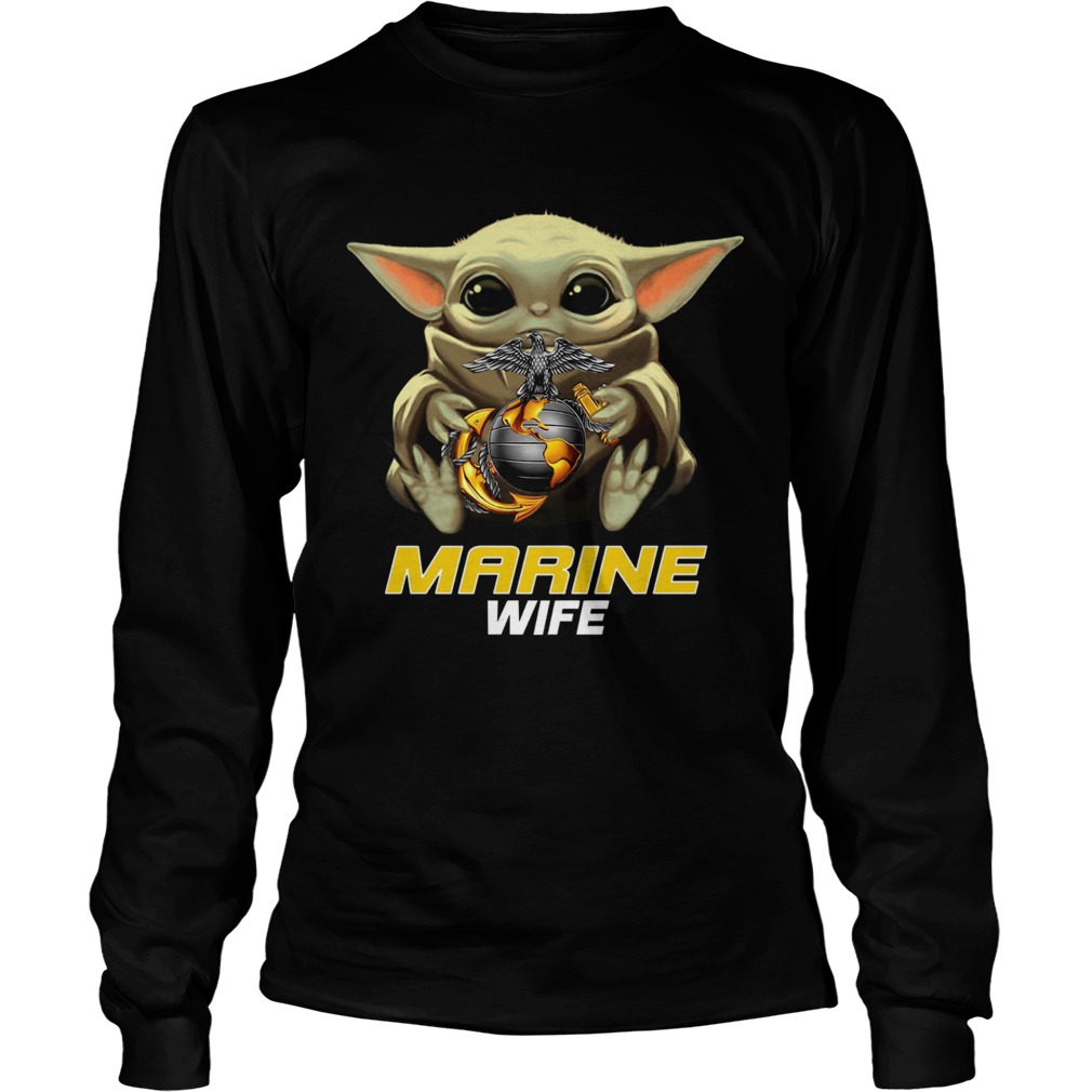 Baby Yoda Hug Marine Wife LongSleeve