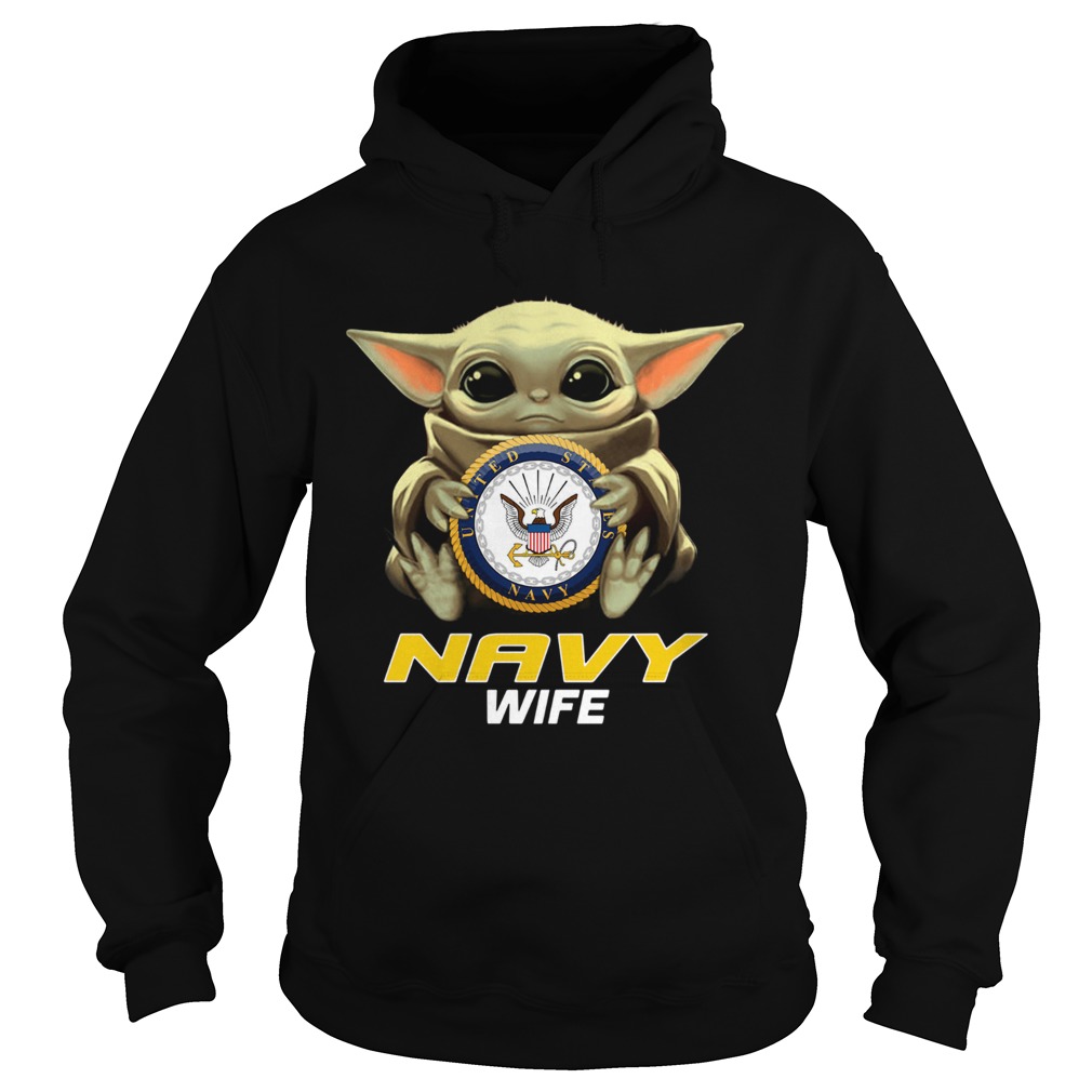 Baby Yoda Hug Navy Wife Hoodie