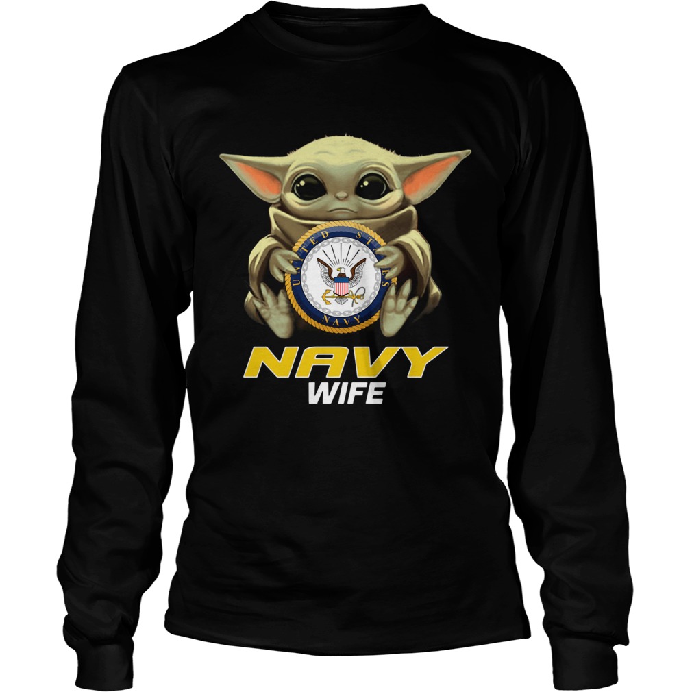 Baby Yoda Hug Navy Wife LongSleeve