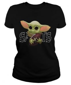 Baby Yoda Hug New Orleans Saints  Classic Ladies