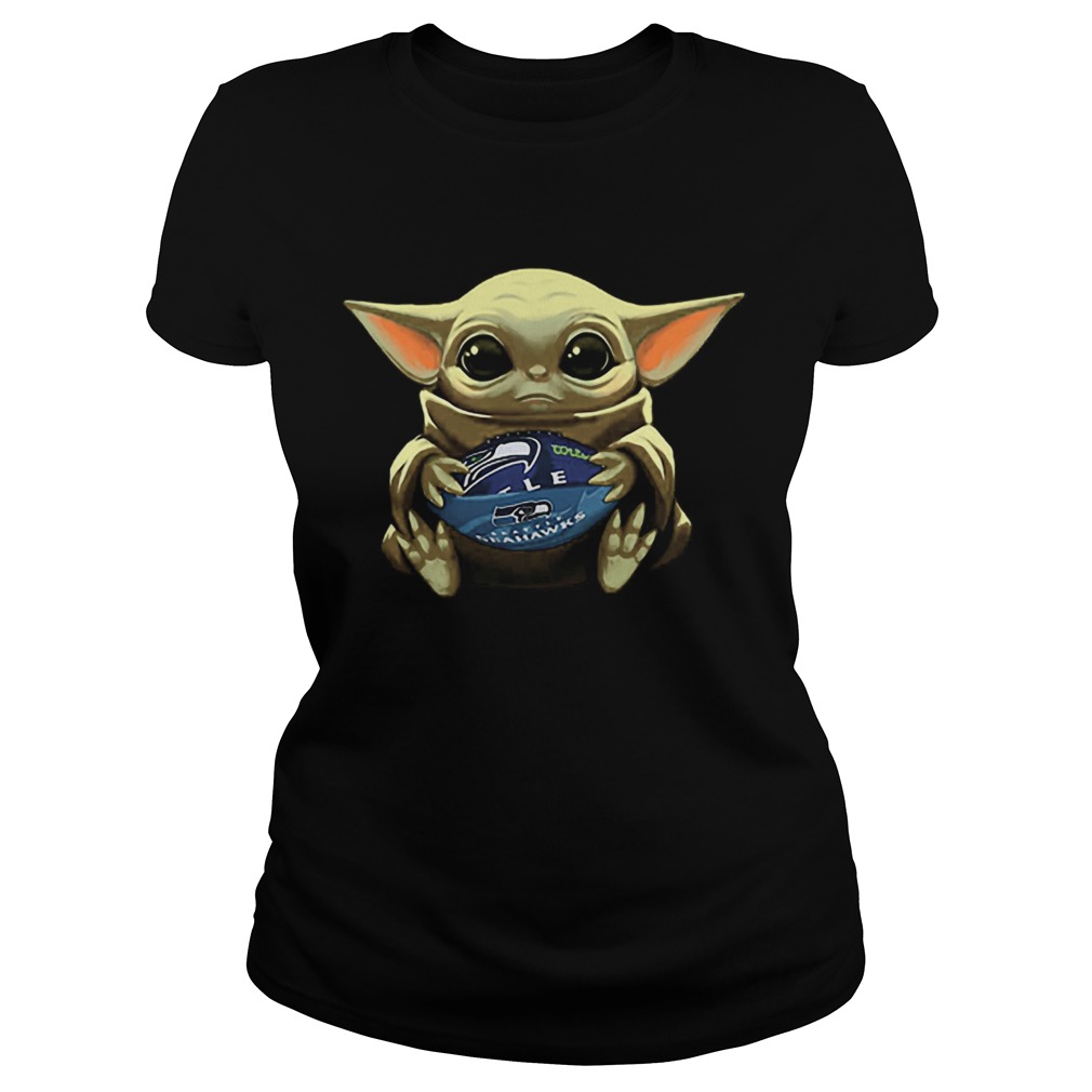 Baby Yoda Hug Seattle Seahawks Classic Ladies