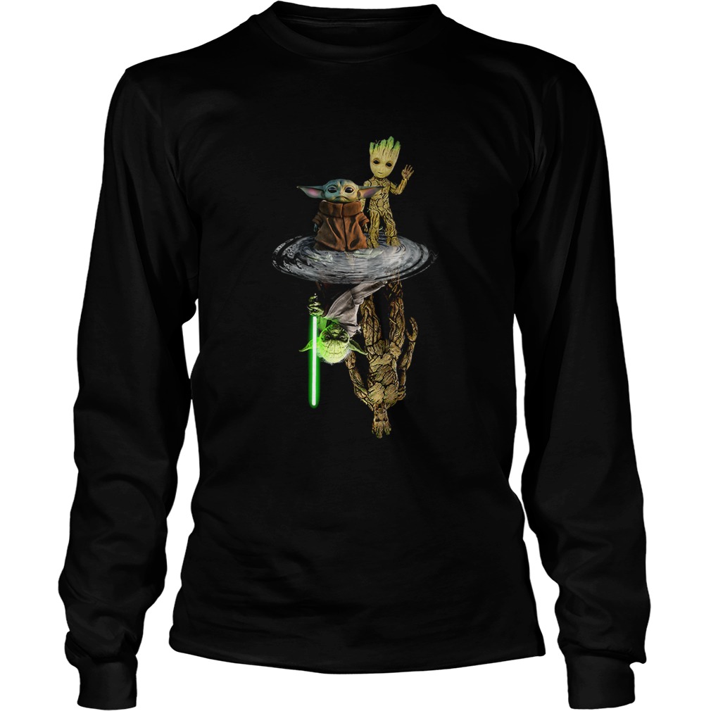 Baby Yoda and Baby Groot Water Reflection Master Yoda and Groot LongSleeve