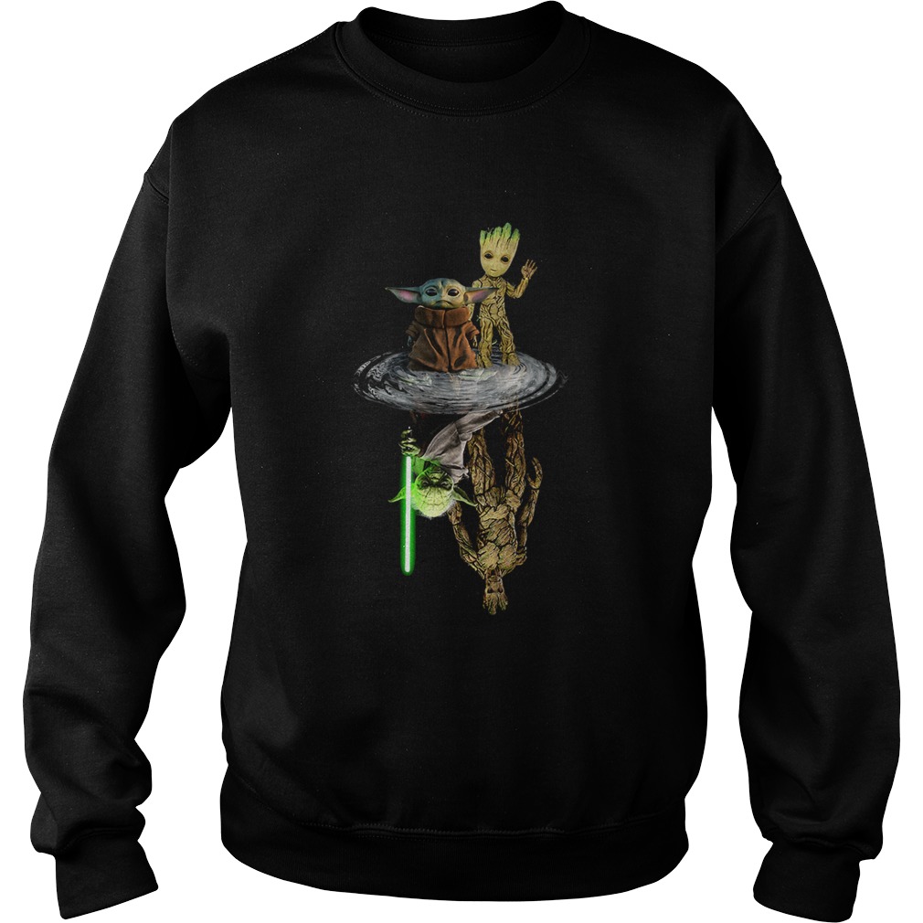 Baby Yoda and Baby Groot Water Reflection Master Yoda and Groot Sweatshirt