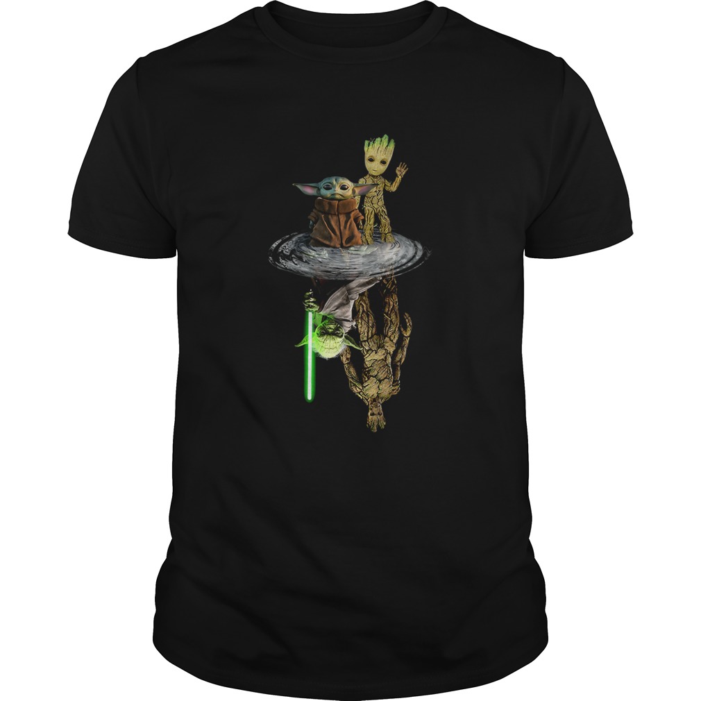 Baby Yoda and Baby Groot Water Reflection Master Yoda and Groot shirt