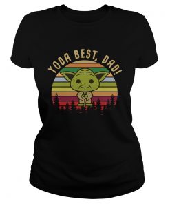 Baby Yoda best dad vintage sunset  Classic Ladies