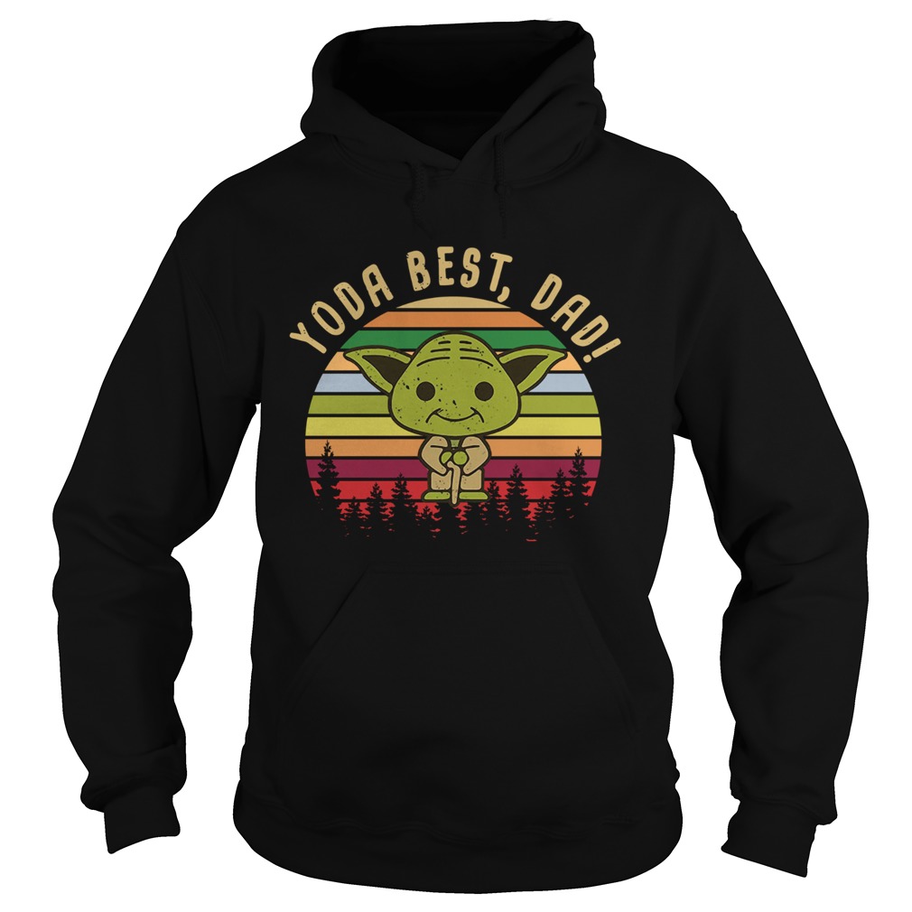 Baby Yoda best dad vintage sunset Hoodie