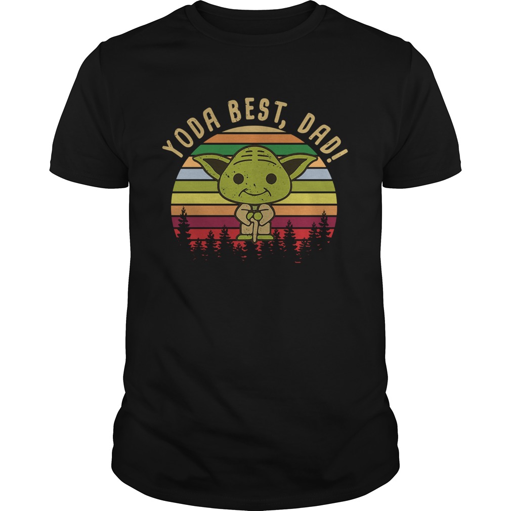 Baby Yoda best dad vintage sunset shirt