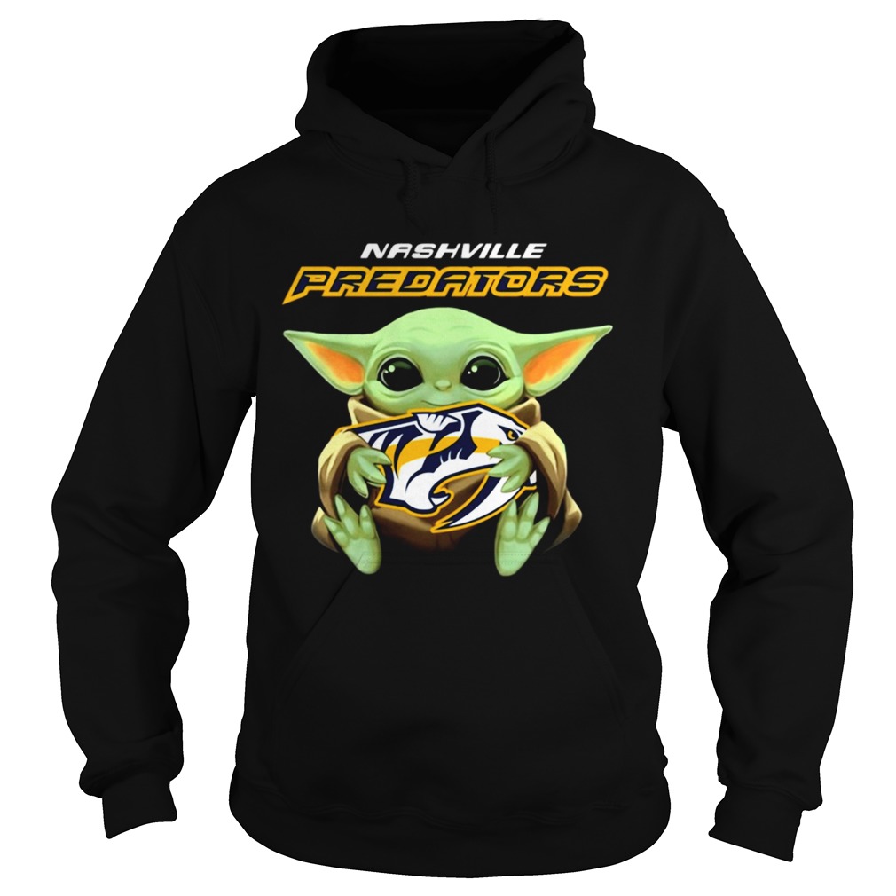 Baby Yoda hug Nashville Predators Hoodie