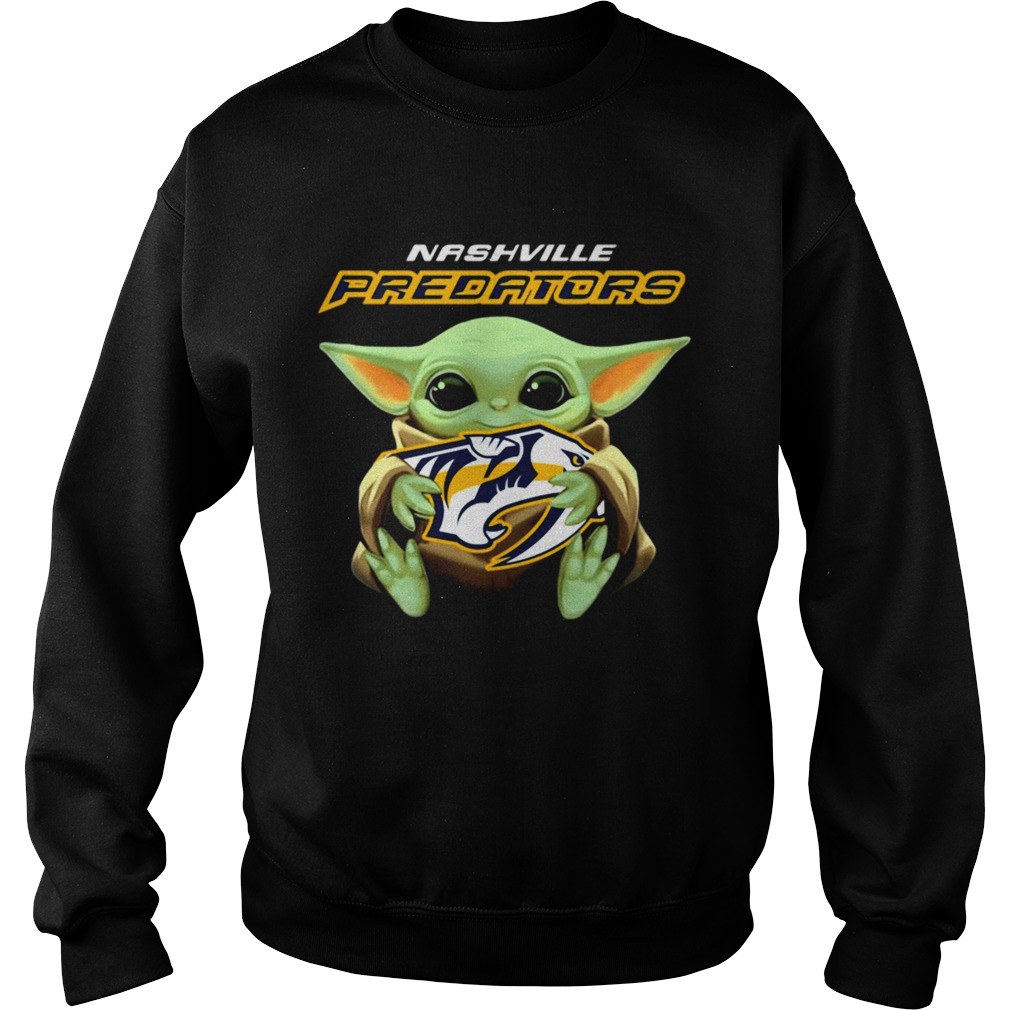 Baby Yoda hug Nashville Predators Sweatshirt