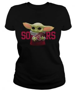 Baby Yoda hug Oklahoma Sooners  Classic Ladies