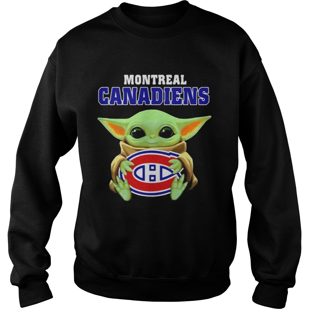 Baby Yoda hug ball Montreal Canadiens Sweatshirt