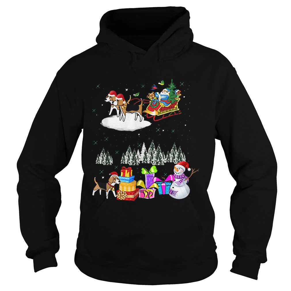 Beagle Reindeer Christmas santa dog moon Hoodie