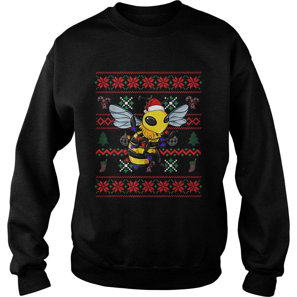 Bee Ugly Christmas Bee Santa Hat Sweatshirt