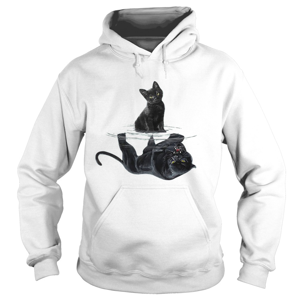 Black cat water mirror reflection black panther Hoodie